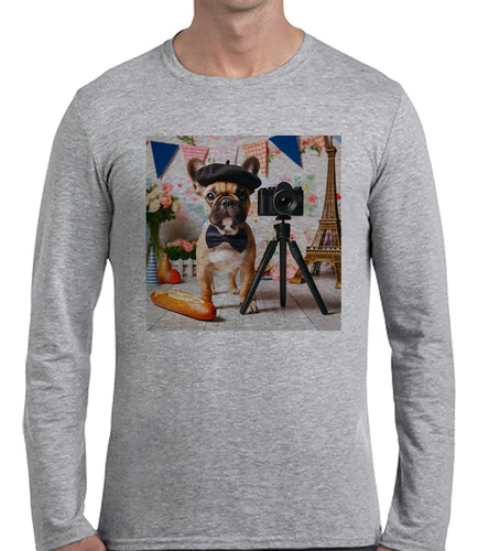 Remera Hombre Ml Bulldog Frances Perro Dog Con Sombrero