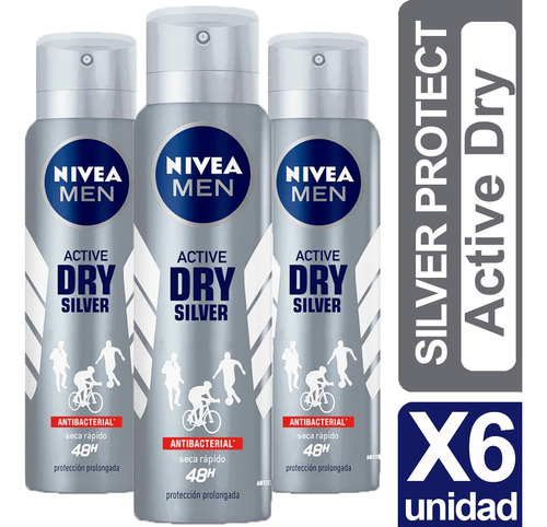 Desodorante Nivea Men Silver Protect Antitranspirante Pack 6