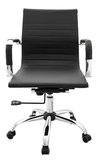 Silla de escritorio Para Tu Casa Aluminium Eames bajo pc ergonómica negra con tapizado de cuero sintético