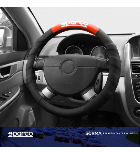 Imagen 3 de 9 de Cubre Volante Sparco Pu Premium Rojo/gris/azul