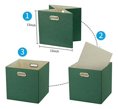 Cubo De Almacenamiento Plegable, Juego De 4, Verde Hierba