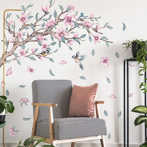 Adhesivos De Pared J Fresh Branches Con Pájaros Y Flores Par