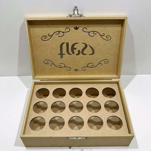 Imagem 2 de 3 de Caixa Para Capsulas Três Corações Mdf 29x20x9 - 15 Capsulas