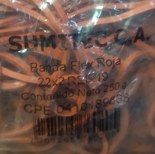 Ligas O Bandas De Goma Rojas N° 18 Marca Sumitec De 250 Gr