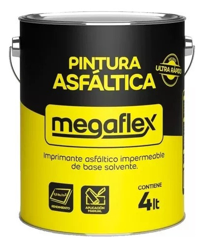 Pintura Asfaltica Megaflex Secado Ultra Rapido X 4 Litros