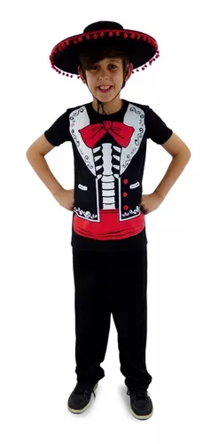 Fantasia Halloween Menino Mariachi Esqueleto Mexicano Infantil - 7