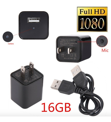 Cámara Espia Cargador Usb 16gb 1080p Calidad Hd