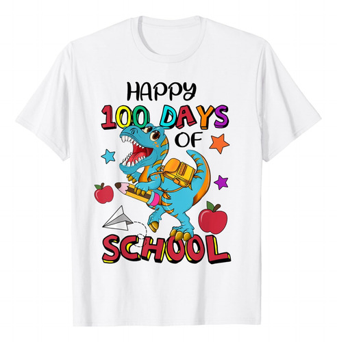 Remera Happy100º Día De Clases Dinosaurio 100 Días De Jardín