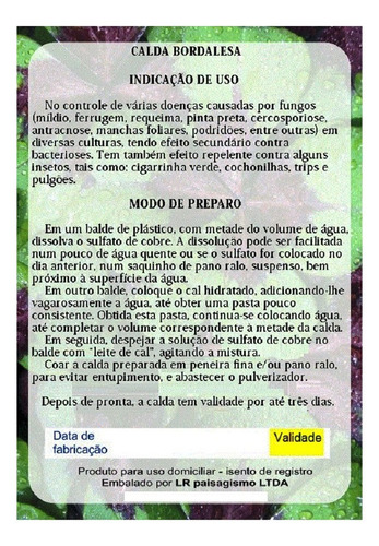 Imagem 10 de 10 de Calda Bordalesa Sulf. Cobre+cal Hidrat. 10 Kits P/ 10l Cada