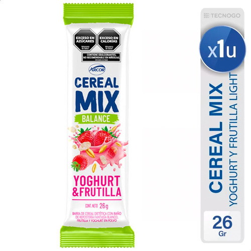 Barra Cereal Mix Yoghurt Frutilla Light Arcor - Mejor Precio