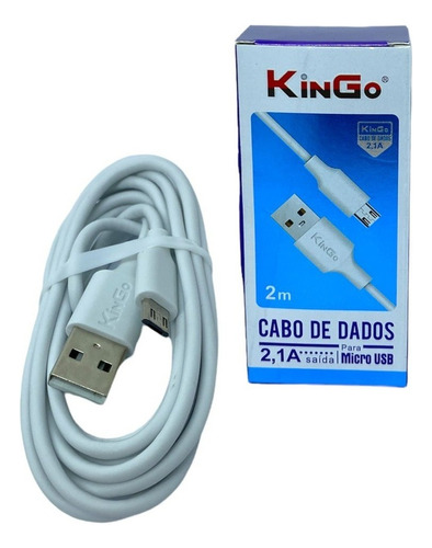 20 Cabo Dados Carga Kingo V8 2m 2.1a Atacado Cor Branco