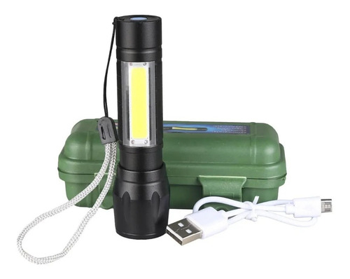 Imagen 5 de 6 de Lampara Linterna Tactica Militar Recargable Luz Led+estuche