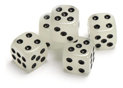 Juego De Dados Luminiscentes, Mxlod-002, 10 Pzas En 2 Paquet Color Blanco Luminoso