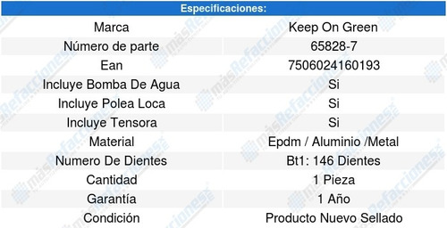 Kit Distribucion Bomba Agua Ml430 L4 2.4l 00-03 Kg 1263840