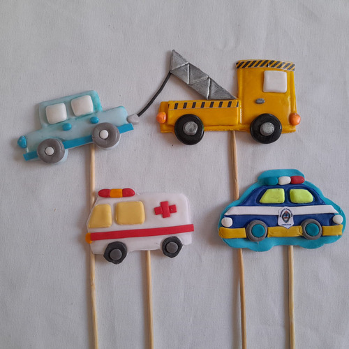 Adorno Torta Toppers Porcelana F Camión De Remolque Y Más X5