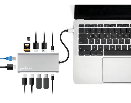 Docking Station Usb-c Para Triple Monitor Manhattan 130660