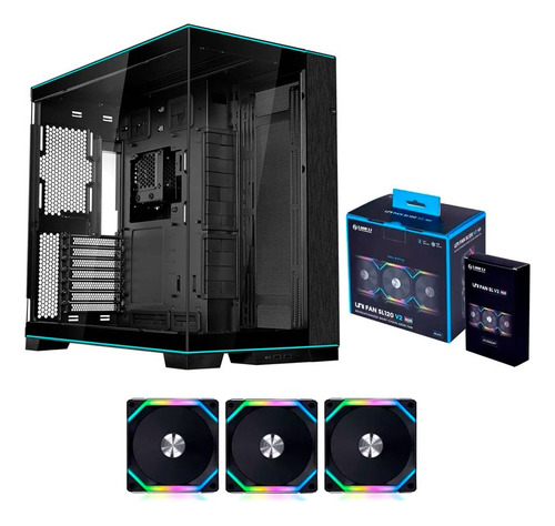 Chasis Lian Li Dynamic O11d Evo Rgb Black + 3 Fans Sl120 V2 