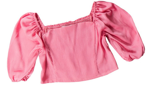 Blusa Satinada Lisa, Color Rosa, Mangas 3/4.