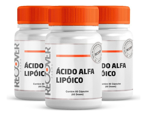 3x Ácido Alfa Lipóico 300 Mg - 60 Cápsulas Sabor Natural