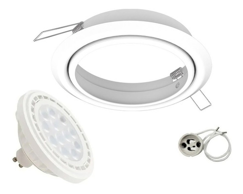 Spot Embutir Redondo Blanco Ar111 Led 15w Completo Oferta