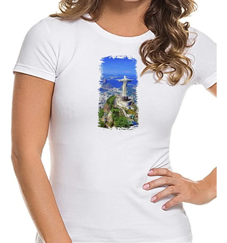 Camiseta Baby Look Estampa  Turismo Rio De Janeiro