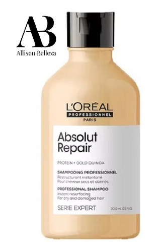 Shampoo Absolut Repair Protein + Gold Quinoa Loreal 300 Ml