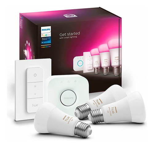 Kit De Inicio De Philips Hue E27 3 Lámparas+bridge+dimmer