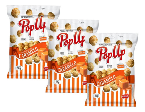 Pipoca Pop Up Bel Caramelo 50g - 3unid