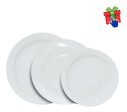 Imagen 6 de 8 de Set Vajilla X 24 Piezas Platos Melamina Redonda Blanca