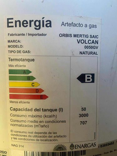 Termotanque Volcán 50 Litros Usando