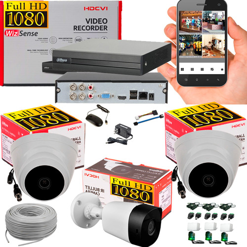 Cámaras De Seguridad Kit Cctv 1080p Dahua Dvr 4ch + 3cámaras