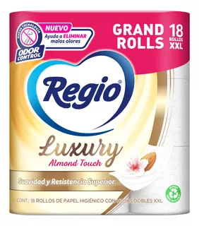 Regio Luxury Almond Touch - Papel Higiénico, Hojas Dobles,