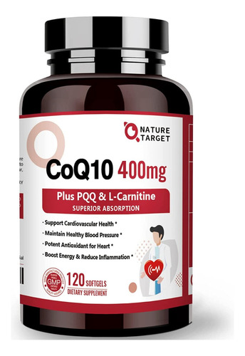 Coenzima Q10 Coq10 Con L-carnitine & Pqq 400 Mg 120 Softgels