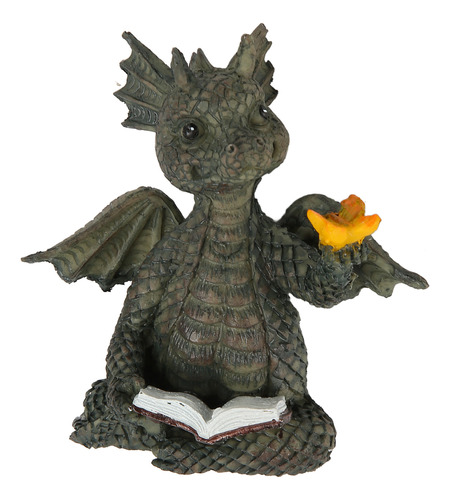 Estatua De Libro De Lectura Baby Dragon, Impermeable, Encant