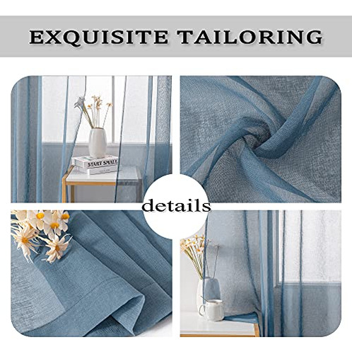 Cortinas Traslúcidas Azul Polvoriento 45 Para Cocina, 2 Pane