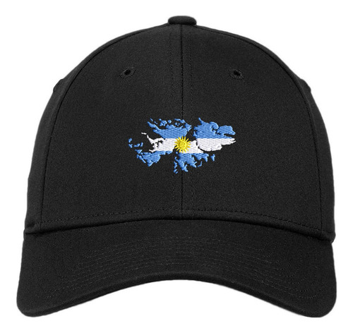 Gorra Gorro 4 Bordados Islas Malvinas Argentinas Bandera Negro Ajustable