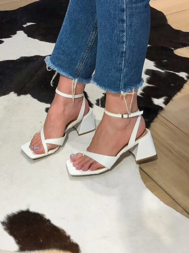 Sandalias De Tacón Alto Con Hebilla De Tacón Grueso Para Muj