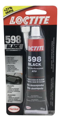 Cola Silicone Vedante Junta Motor Loctite Black 598 70g