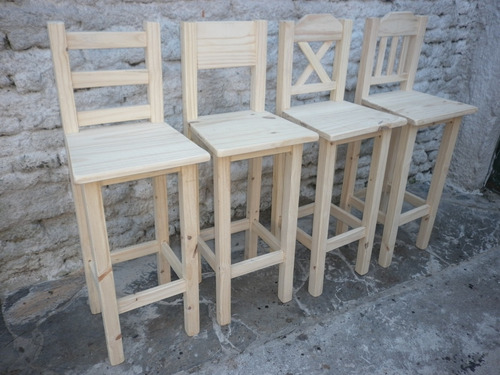 Taburete Banquetas Banco Butaca Con Respald Madera Barra Bar