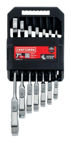 Imagen 3 de 5 de Juego 7 Llaves Combinadas Matraca En Sae Craftsman Cmmt87010