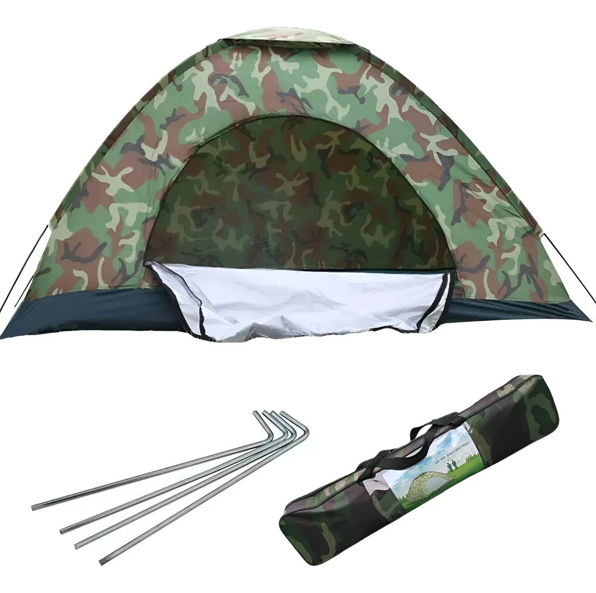 Tiendas Casa Campaña Acampar 3 Personas 150*200cm Color Verd