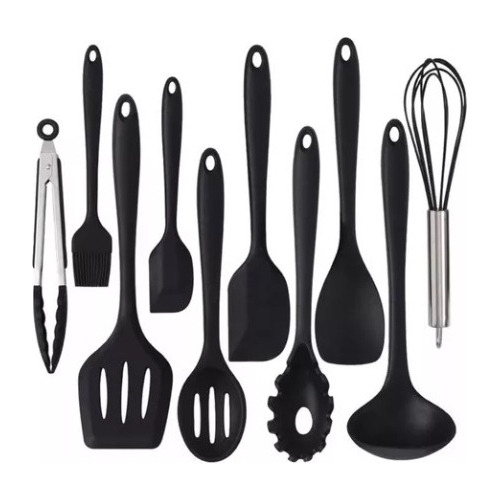 Set 10 Utensilios De Silicona Antiadherentes Cocina Espátula