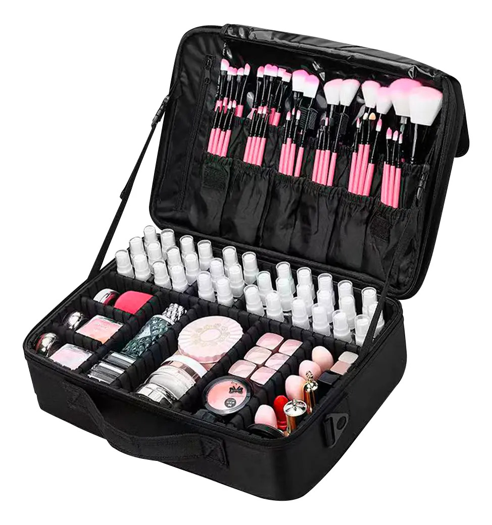 Porta Bolso De Maquillaje Care By Gadnic BR20 Impermeable 10 Divisores Ajustables