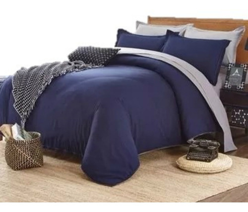Imagen 1 de 1 de Duvet Cover Azul Liso Gris Microfibra Sencillo