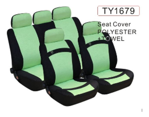 Juego Fundas Cubre Asiento (negro Con Verde) Fiat Vw Gm