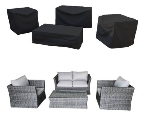 Fundas Juego Sillones 1 Doble + 2 Indiv + 1 Mesa Impermeable