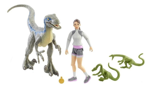 Figura De Yaz, Velociraptor Y Compis Mattel Jurassic World 