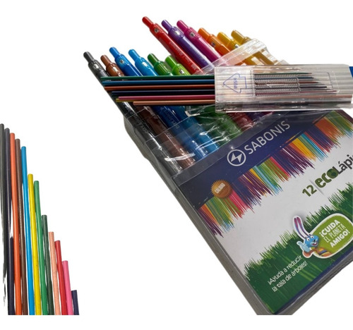 Imagen 2 de 3 de Kit Portaminas 2mm De Colores Sabonis + 12 Minas De Color