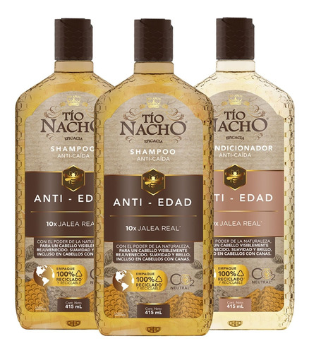 Pack Tío Nacho Jalea Real 02 Shampoo + 01 Acond.  C/u 415ml