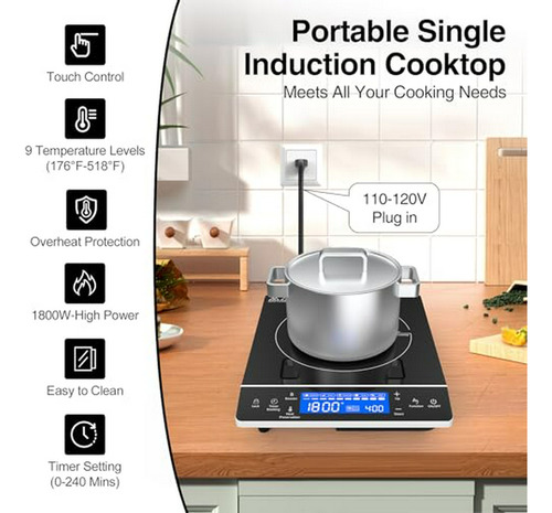 Placa De Inducción Vbgk, , Sensor Táctil Lcd, 9 Niveles De T
